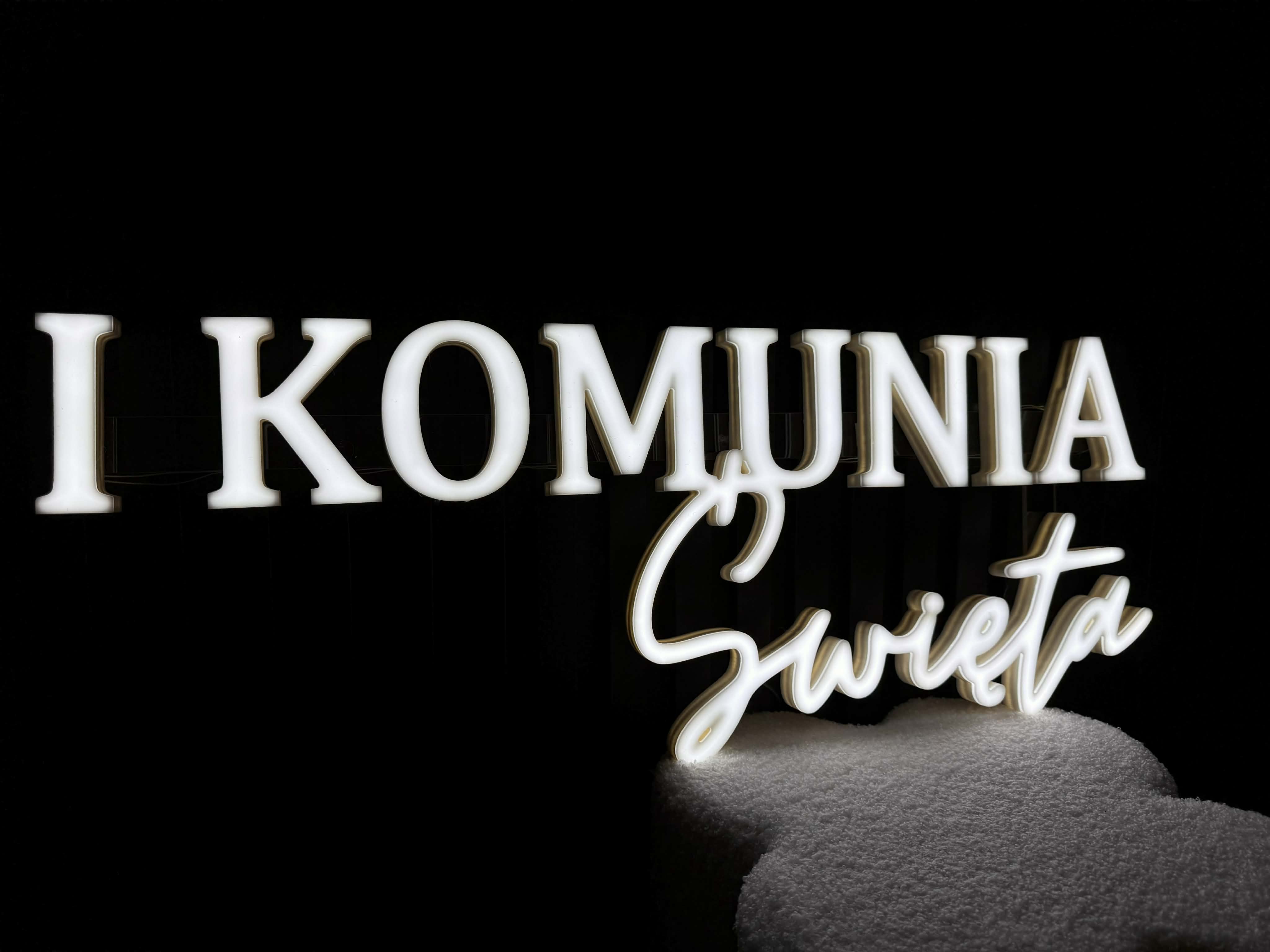 Neon I Komunia Święta napis LED