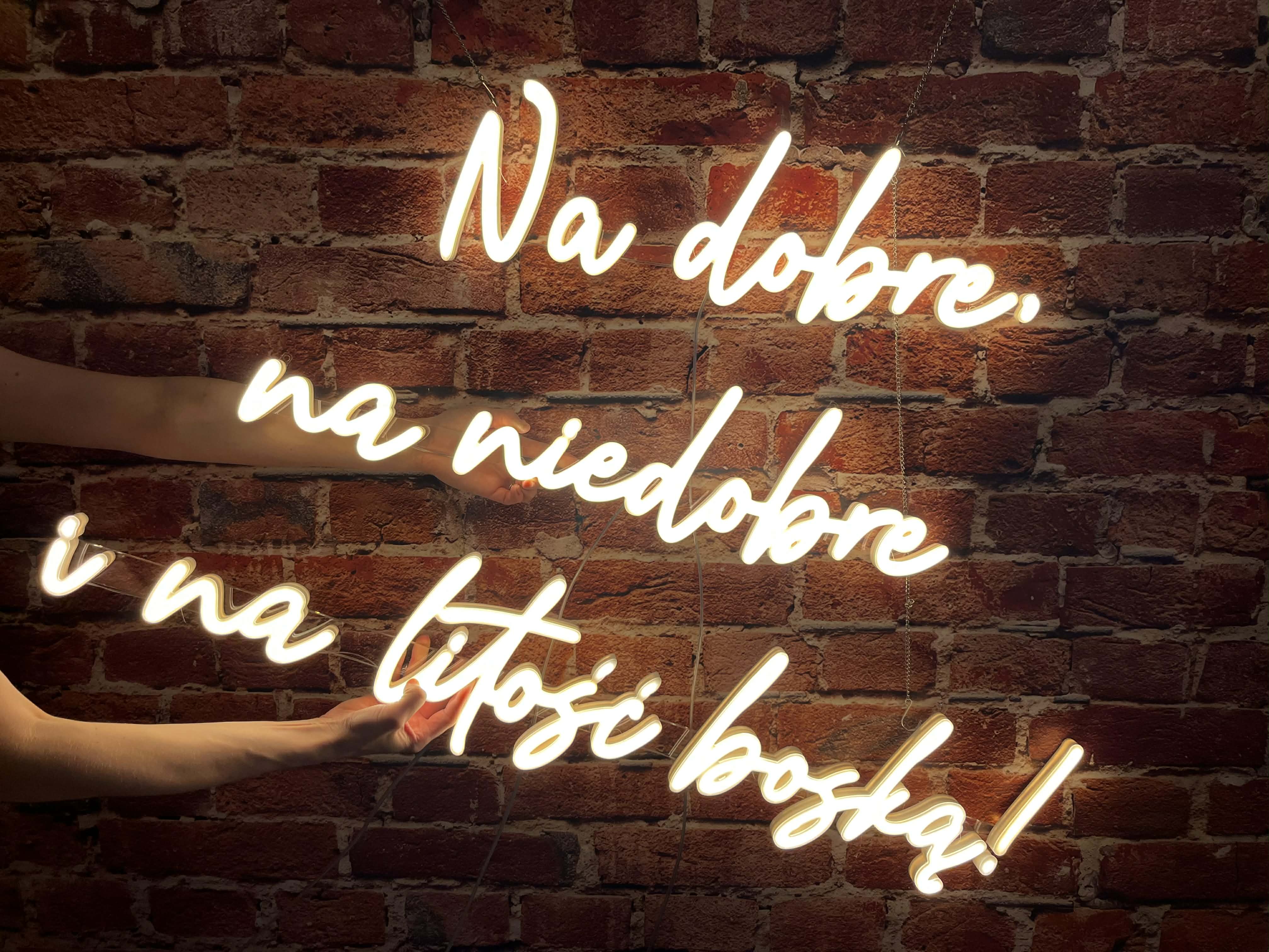 Oryginalny neon ślubny Na dobre na niedobre