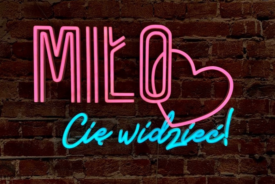 Neon Miło Cię widzieć do kawiarni biura